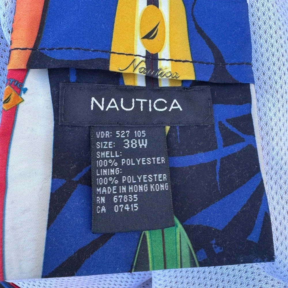 Vintage Nautica Swimsuit Shorts Men's 38 Blue Good Surfboard Print Board Trunks